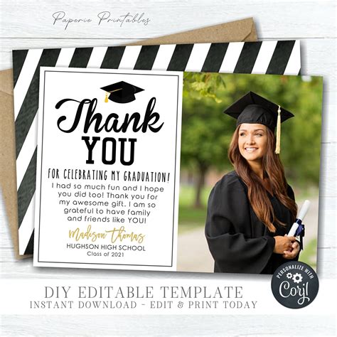 thank you card graduation template